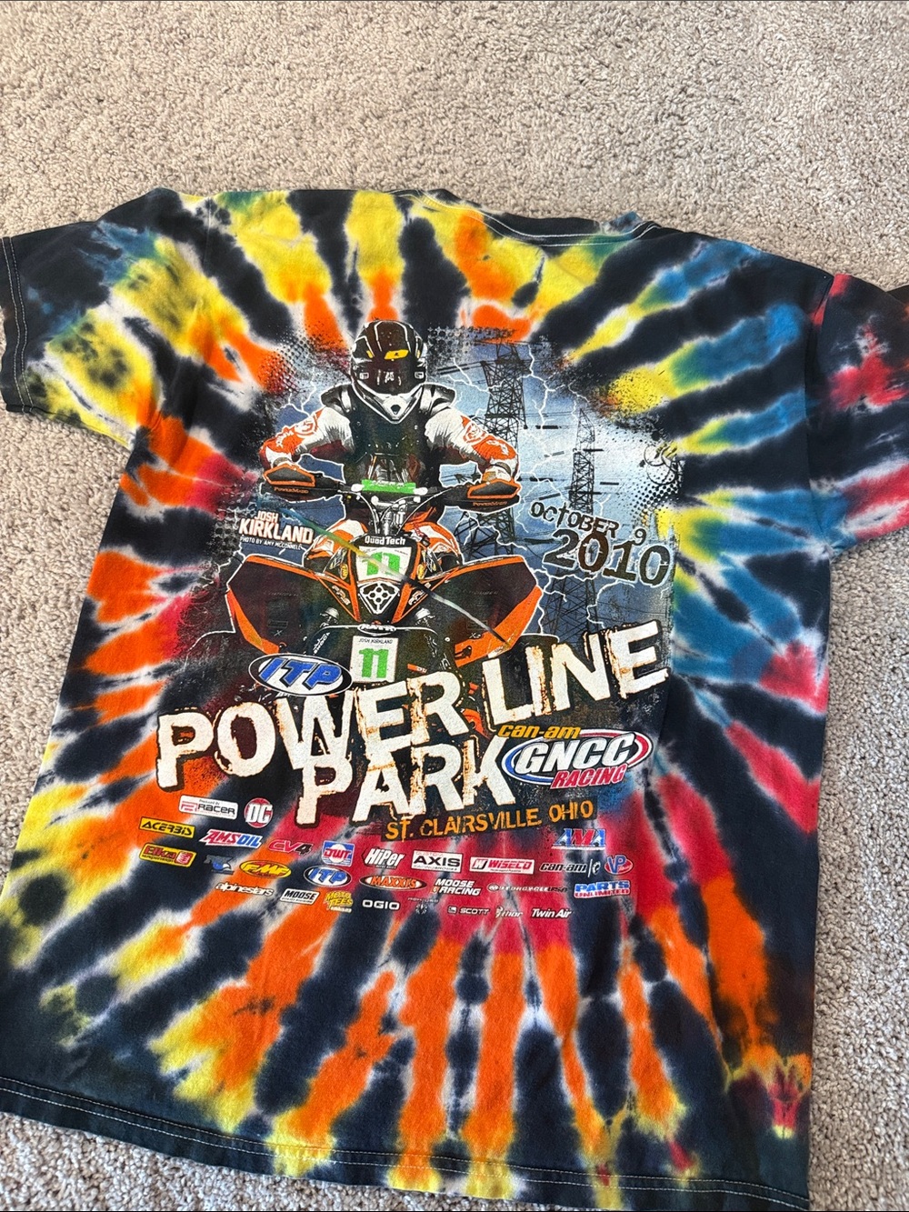Racing Power Line Park Tie-Dye Tee - Multicolor Size Large
